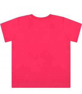 Fuchsia t-shirt for baby girl with logo