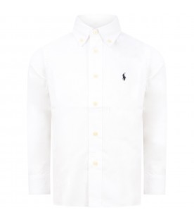 White shirt for kids with iconic blue logo