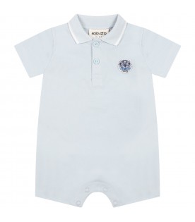 Light-blue romper for baby boy with tiger
