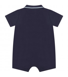 Blue romper for baby boy with tiger