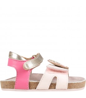 Multicolor sandals for girl with shell
