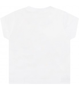 White t-shirt for baby boy with rocket