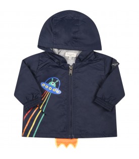 Blue windbreaker for baby boy with ufo