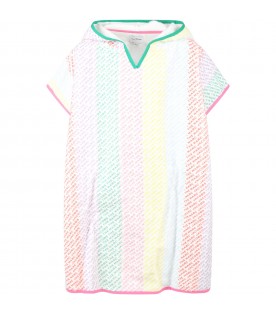 White poncho for girl with logos