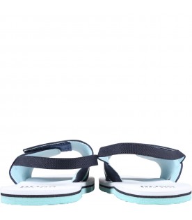 Blue sandals for boy with logo