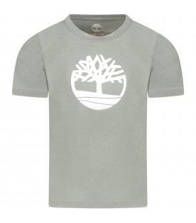 T-shirt verde per bambino con iconico albero
