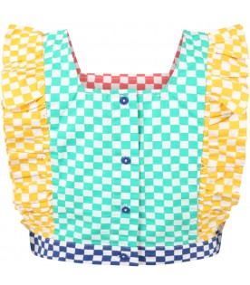 Multicolor short-top for girl with ruffles