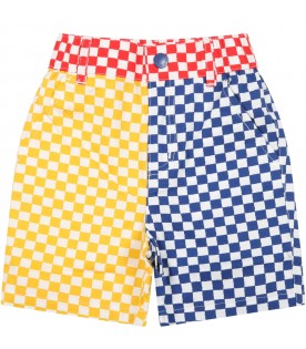 Shorts multicolor per neonato con patch logato nero