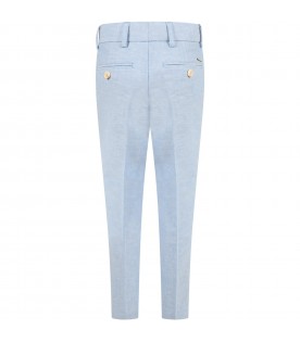 Light-blue pants for boy with logo
