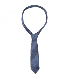 Blue tie for boy with logo