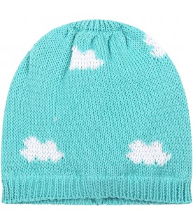 Teal hat for baby kids with clouds