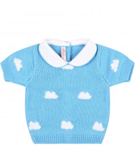 Light-blue suit for baby kids with clouds