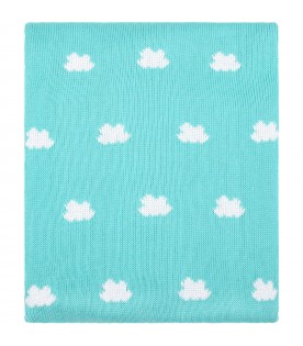 Teal blanket for baby kids with clouds