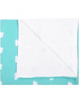 Teal blanket for baby kids with clouds