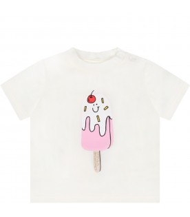 Ivory t-shirt for baby girl with ice cream