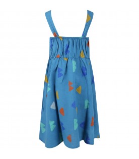 Blue dress for girl with prints