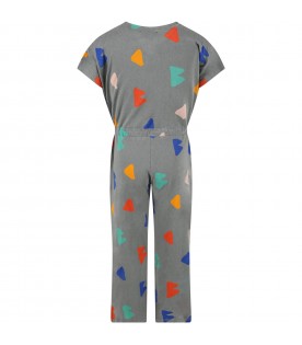 Grey overall for kids with prints