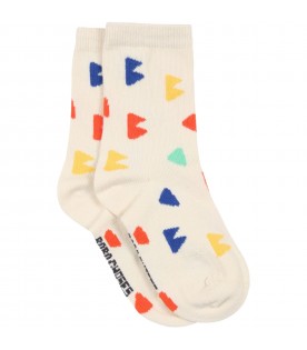 Ivory socks for kids with mountains