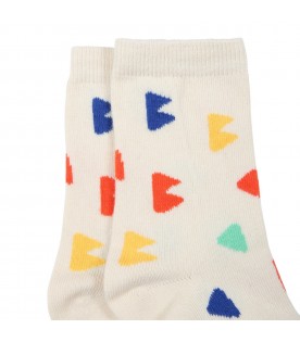 Ivory socks for kids with mountains