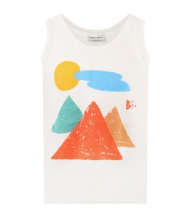 Ivory tank top for kids with mountains