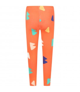 Orange leggings for kids with prints