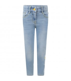 Light-blue jeans for girl with logo