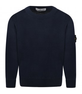 Blue sweater for boy with iconic patch