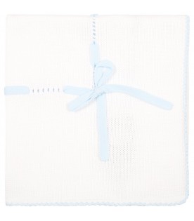 White blanket for baby boy with bow