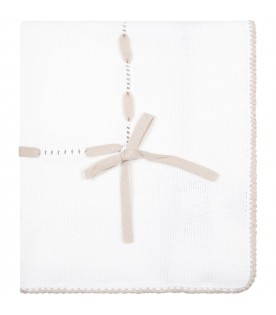 White blanket for baby kids with bow