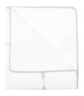 White blanket for baby kids with bow