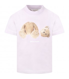T-shirt lilla per bambina con orso