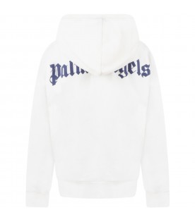 White sweatshirt for girl with blue logo