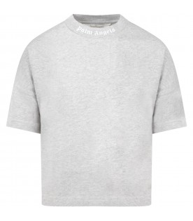T-shirt grigia per bambino con logo bianco