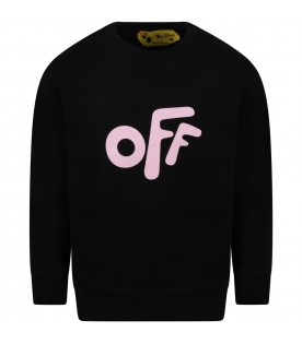 Black sweatshirt for girl with pink logo