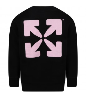 Black sweatshirt for girl with pink logo