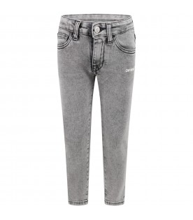 Jeans grigio per bambino con logo