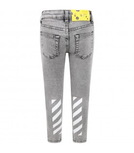 Grey jeans for boy with logo