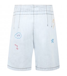 Light-blue bermuda for girl with embroidered designs