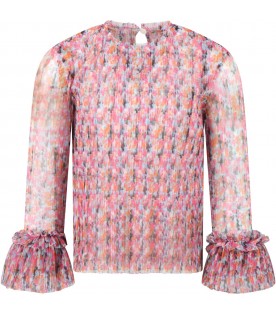 Multicolor blouse for girl with flowers