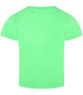T-shirt verde per bambina con logo nero