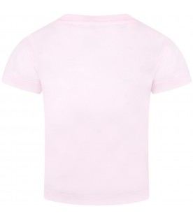 T-shirt rosa per bambina con logo nero