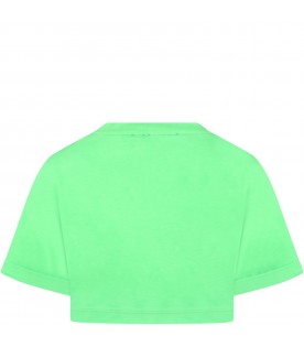 T-shirt verde per bambina con Smiley