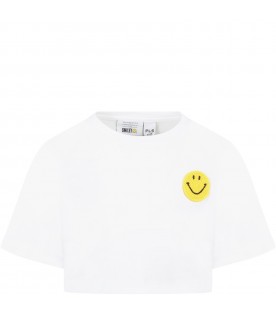 T-shirt bianca per bambina con Smiley