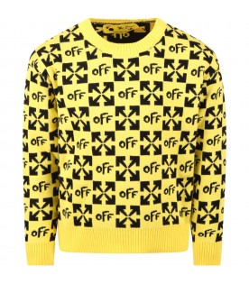Yellow sweat for boy with black logo