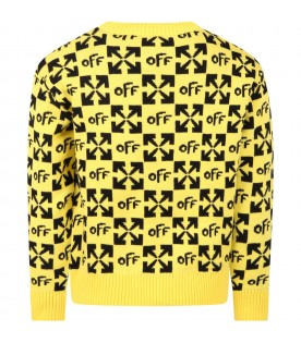 Yellow sweat for boy with black logo