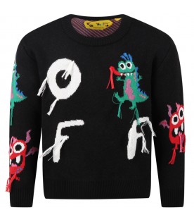 Black sweater for boy with monster