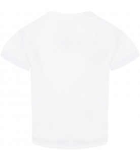 T-shirt bianca per bambini con logo nero