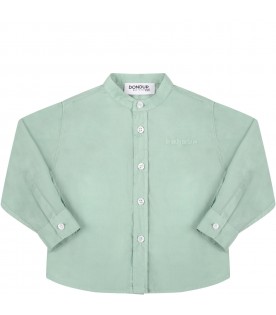 Green shirt for baby boy with embroidered logo