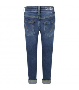 Blue jeans for girl with white logo
