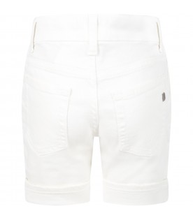 White shorts for kids with patch logo